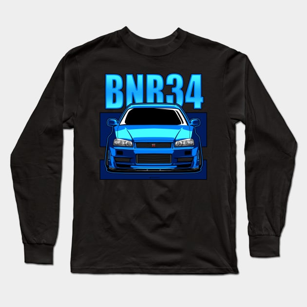 NISSAN skyline r34 gtr godzilla jdm japan paul walker fast and furious Long Sleeve T-Shirt by ASAKDESIGNS